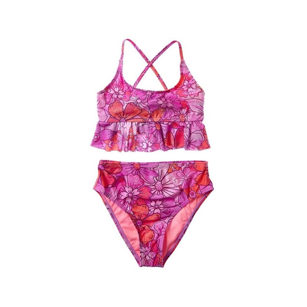 Beach Lingo Girls  2Pc Rem Cup Ruffle Bralette & Bottom Set, Pink